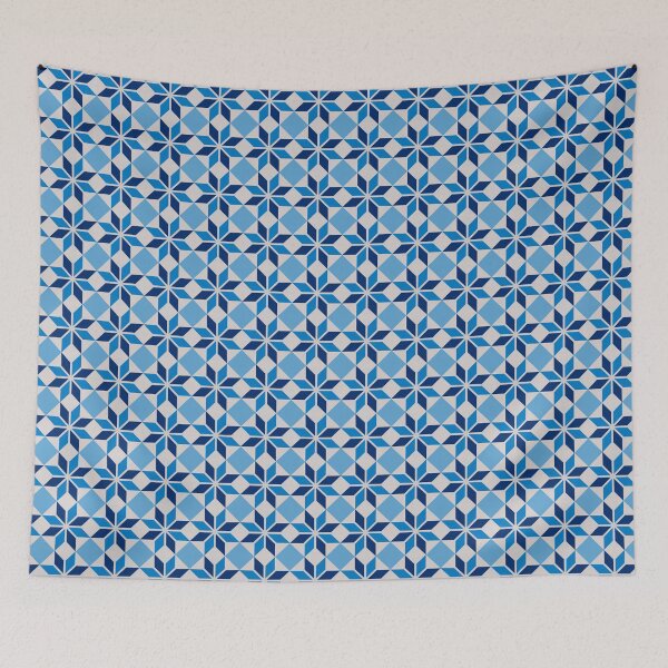 Item preview, Geometric flower in shades of blue as a Moroccan-inspired tile. designed and sold by by Mònica Roca.