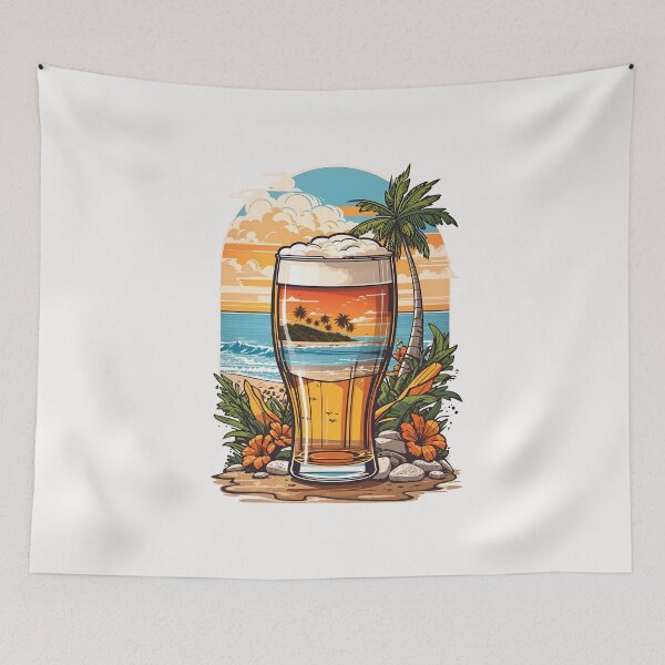 Item preview, Sip by the Shore - Tranquil Beer Glass on Beach designed and sold by ArtistriWear.