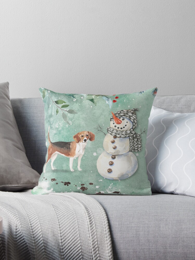 Beagle christmas online pillow