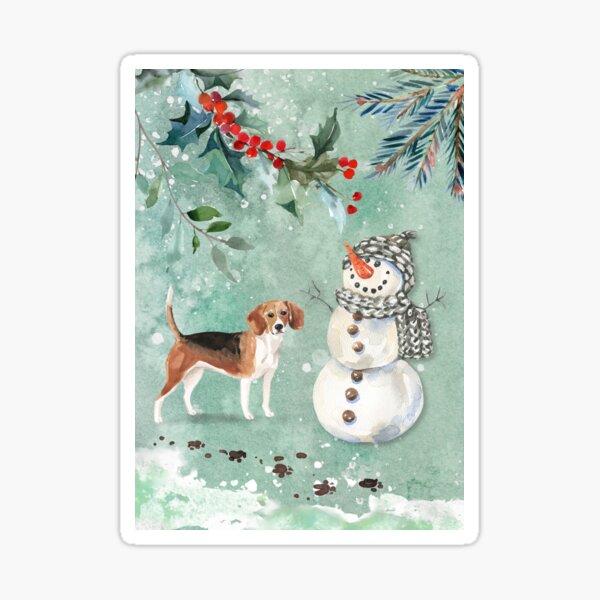 Item preview, Beagle and Snowman Christmas Card designed and sold by HugsAndPrints.