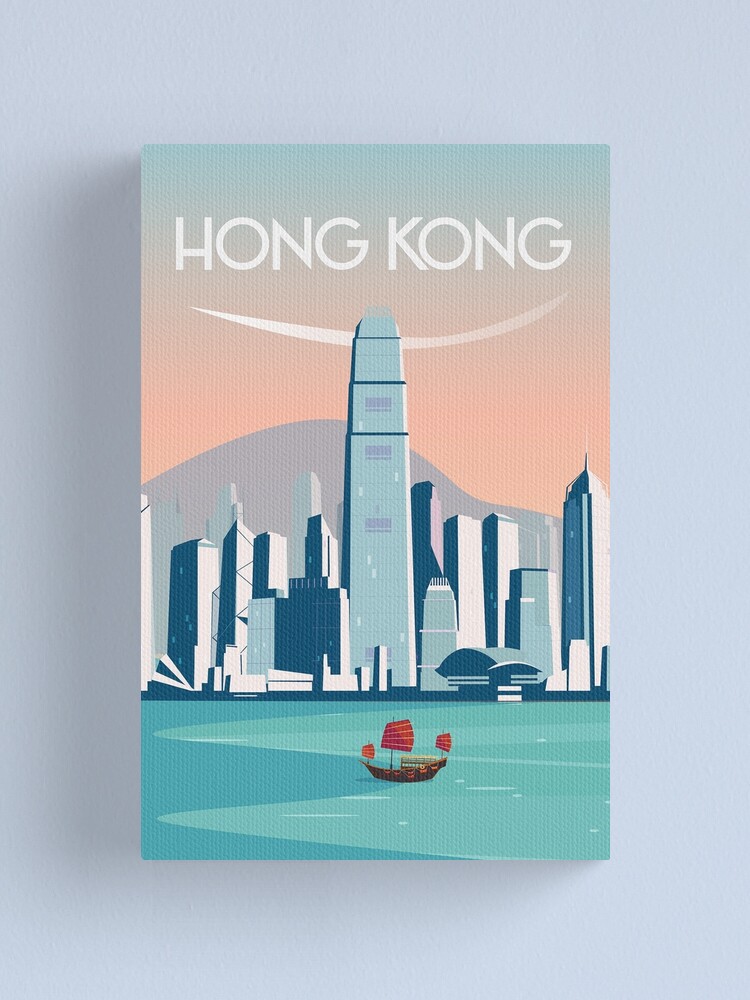 ARTCANVAS Hong Kong China Blue Canvas Art retailer Print