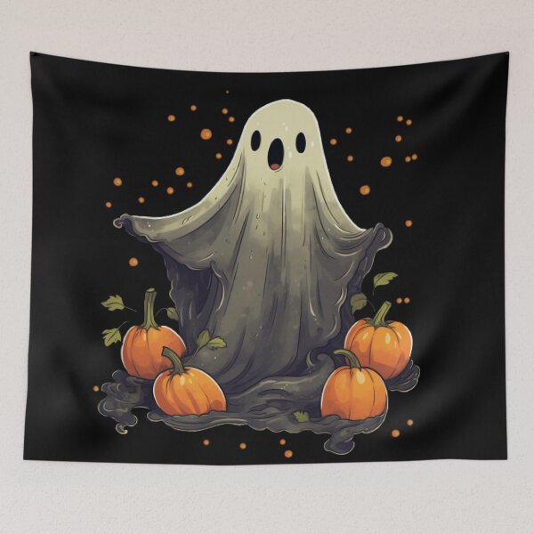 Item preview, Scarry Halloween ghost with pumpkins designed and sold by Micha-L.