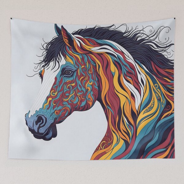 Item preview, a stunning vector art representation of colorful horses, captures the vibrant beauty and energy of these majestic animals. designed and sold by Best-Art-32.
