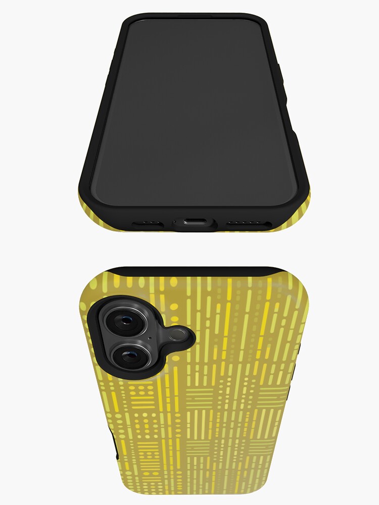 Thumbnail 3 of 4, iPhone Case, Yellos and Green Lines and Dots Pattern designed and sold by hidden-design.