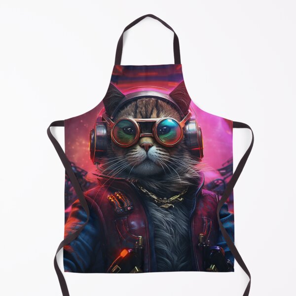 Item preview, Cyberpunk Cat Glass Neon Meow Shaggy Town designed and sold by GrinGalore.