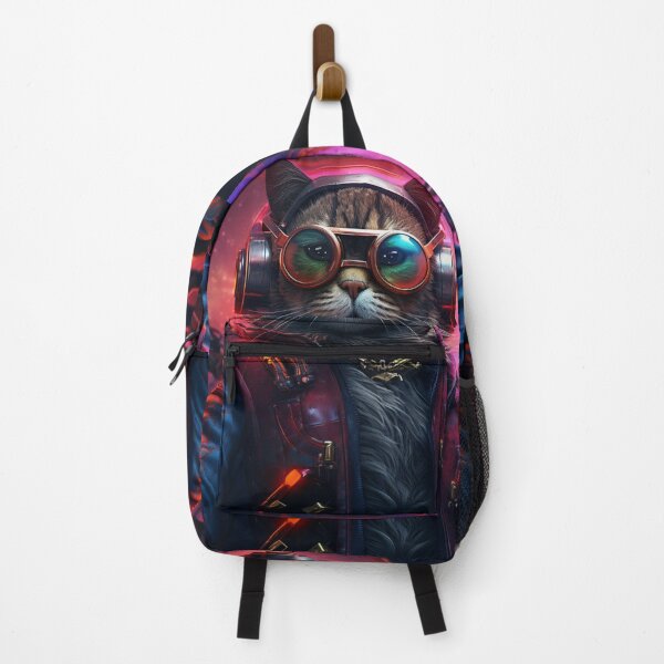Item preview, Cyberpunk Cat Glass Neon Meow Shaggy Town  designed and sold by GrinGalore.