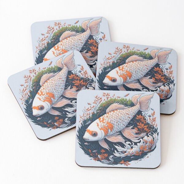 Item preview, The artwork, a stunning vector illustration of colorful Koi fish, captures the graceful movement of these aquatic creatures with vibrant, fluid lines and a vibrant spectrum of hues. designed and sold by Best-Art-32.