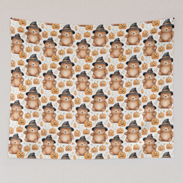 Artikelvorschau, Bear-y Sweet Halloween: Cute Bear Spreading Spooky Cheer entworfen und verkauft von qoodesignstudio.