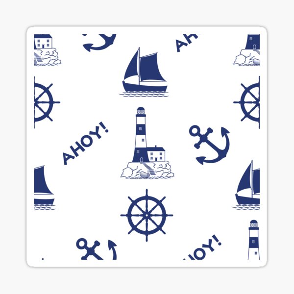 Item preview, Sailing Illustrative Pattern Navy Blue designed and sold by NataliePaskell.