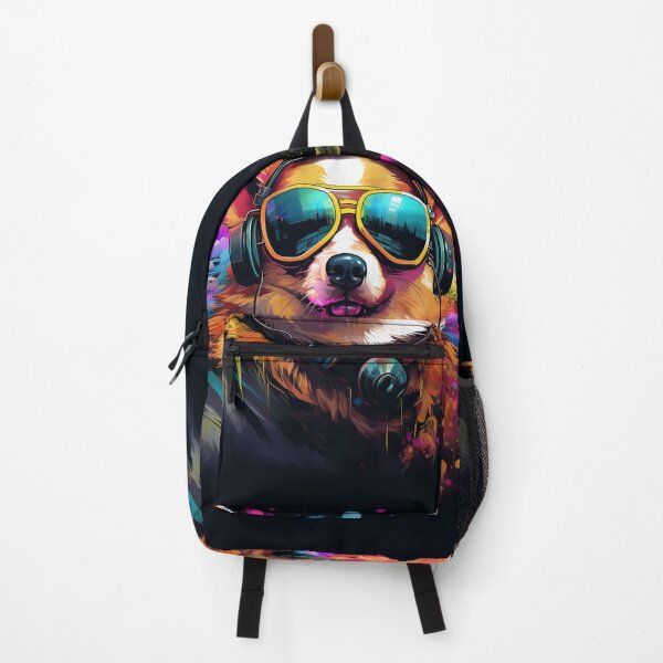 Item preview, Cyberpunk Corgi Headphones Glass Woof Shaggy Colorfull  designed and sold by GrinGalore.