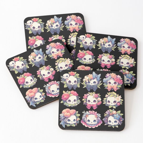 Item preview, Nine Sugar Skulls, Cute Cartoon Skulls with flowers designed and sold by Crystal House.