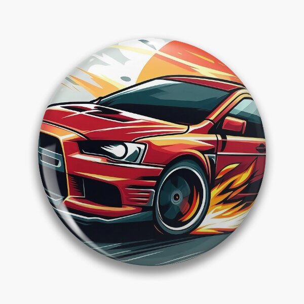 Artikelvorschau, Blazing Drift Orange Lancer Evo mit feurigen Flammen entworfen und verkauft von ETVdesign.
