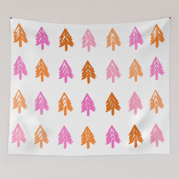 Item preview, Woodland Pine Trees Pattern in Pink and Orange designed and sold by OneThreeSix.