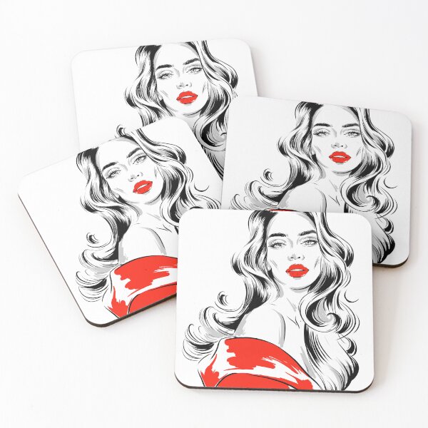 Item preview, attractive woman in red with gorgeous hair designed and sold by Levskaia.