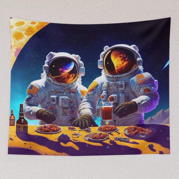 Item preview, Two astronauts cook on the moon designed and sold by M-Y-A-R-T-.