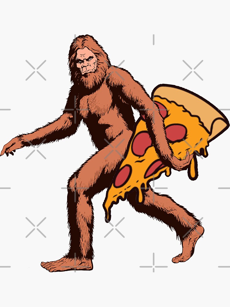 Sasquatch Pizza Sasquatch Carrying Pizza Bigfoot Pizza T-Shirt