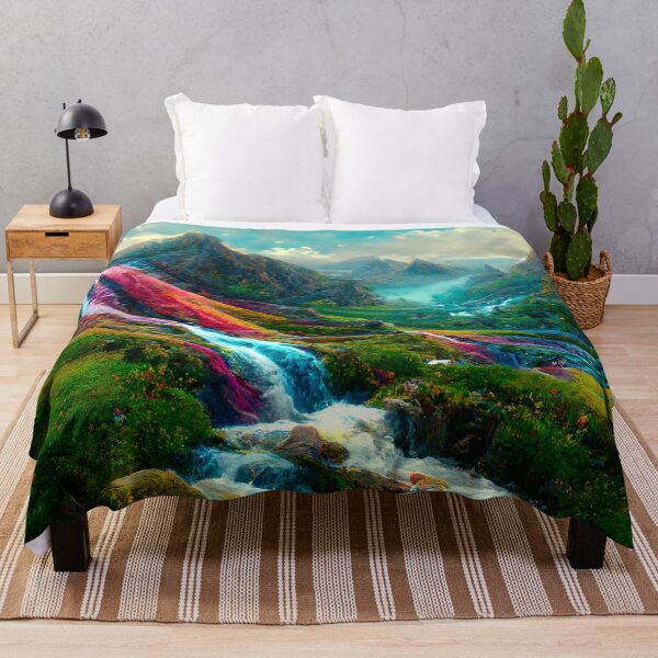 Item preview, Fantasy Mountain Landscape With Waterfalls designed and sold by enchantedlife.