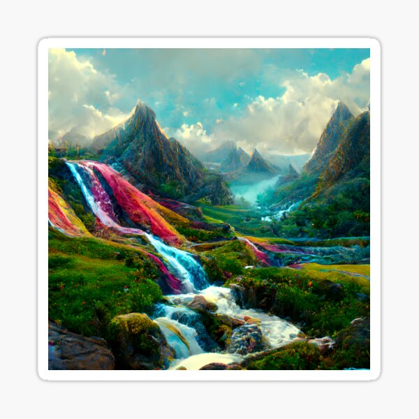 Item preview, Fantasy Mountain Landscape With Waterfalls  designed and sold by enchantedlife.