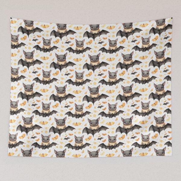 Aperçu de l'œuvre Spooky Sweetness: Cute Bat Spreading Halloween Love créée et vendue par qoodesignstudio.