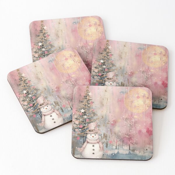 Item preview, Wintery Pink Snowman designed and sold by tomorrowsart.