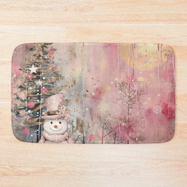 Item preview, Wintery Pink Snowman designed and sold by tomorrowsart.