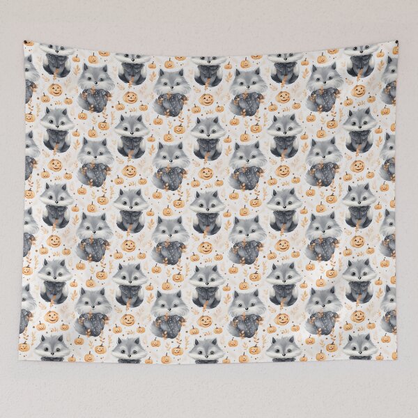 Item preview, Mystical Charmer: Cute Silver Fox Bringing Halloween Enchantment designed and sold by qoodesignstudio.