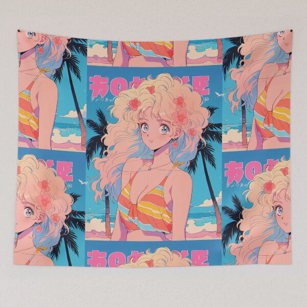 Item preview, Cute anime 80s beach blonde girl 19- Retro designed and sold by octoboobs.