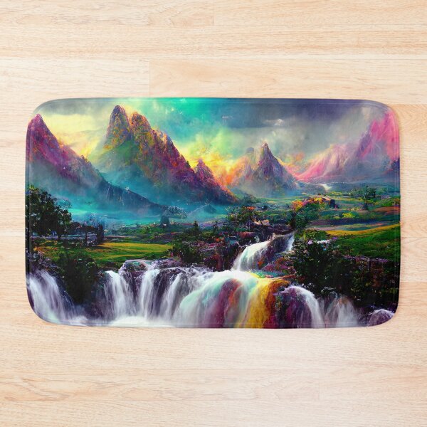 Item preview,  Fantasy Mountain Landscape With Waterfalls - Version 2 designed and sold by enchantedlife.