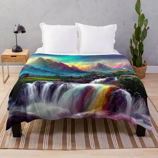 Item preview, Fantasy Mountain Landscape With Waterfalls - Version 2 designed and sold by enchantedlife.