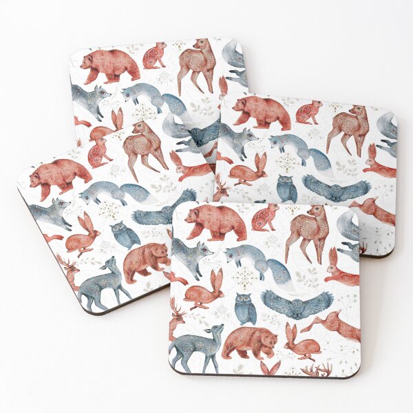 Item preview, Winter Folk Cottage Core Seamless Pattern - Bear - Rabbit - Fox - Deer designed and sold by SorryFrog.