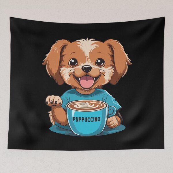 Item preview, Puppuccino Dog Drinking Cappuccino designed and sold by Peculiarts.