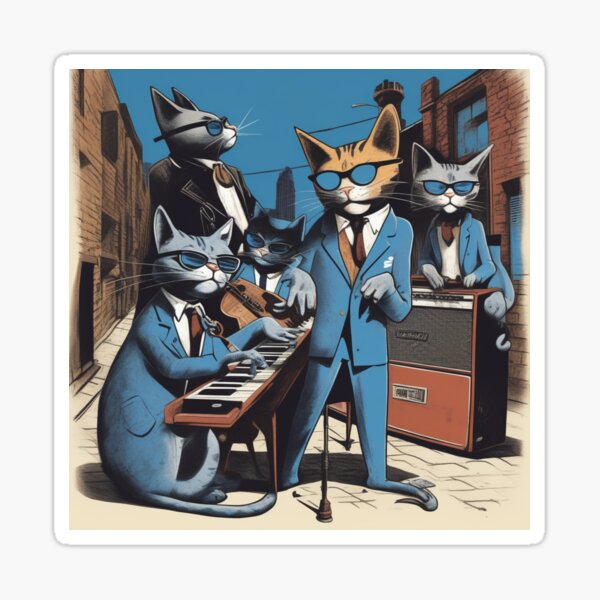Jeffy and The Alley Cats, a Blues Band from the 1960’s made up of cats, Sticker