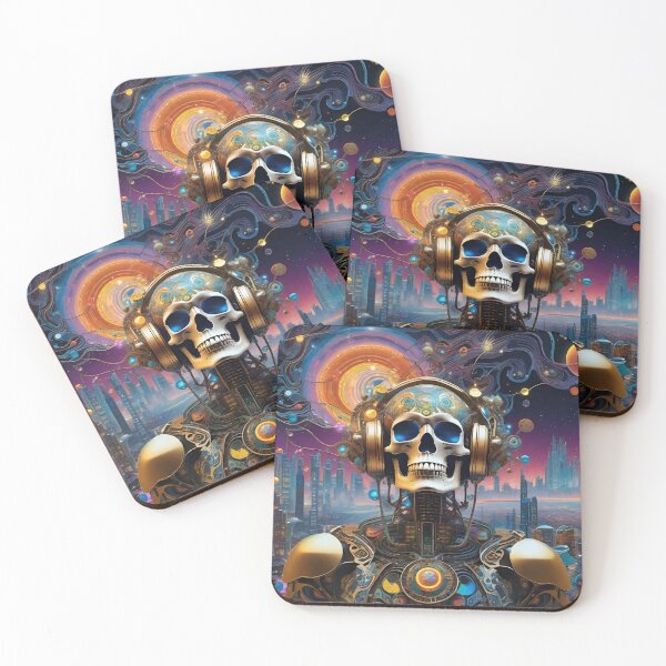 Item preview, Trippy Skeleton Sci-Fi Cyborg Psytrance DJ 4  designed and sold by Benito Del Ray.