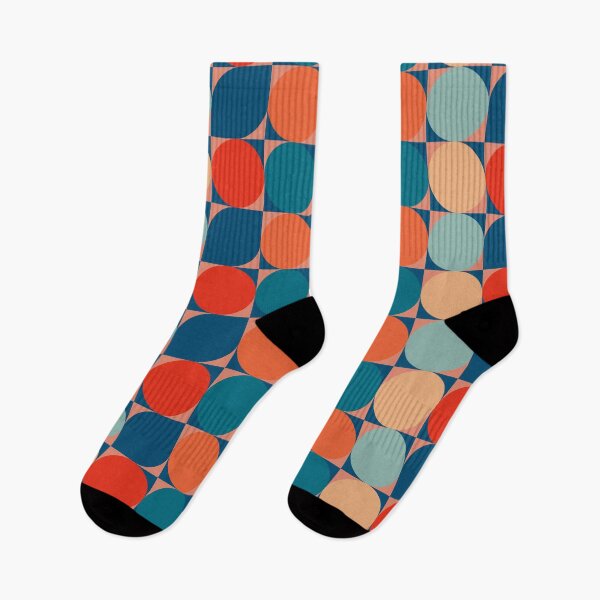 Item preview, Popping Geometric Retro Pattern - Red Orange Blue Circles and Elipses designed and sold by SorryFrog.