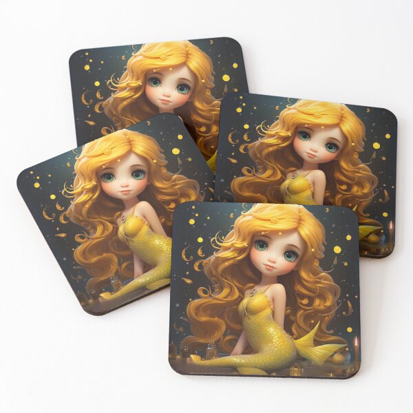 Item preview, A cartoon yellow mermaid girl  designed and sold by aiphotosart.