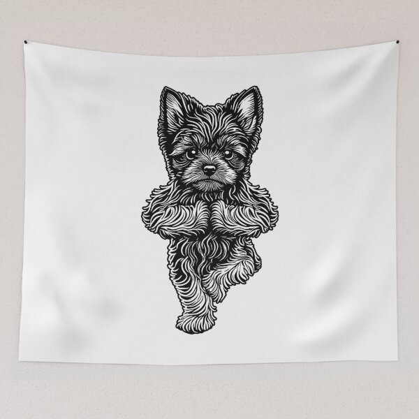 Item preview, Yorkshire Terrier Yoga Puppy Dog Dogs Tree Pose Vrikshasana designed and sold by GrandeDuc.