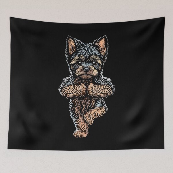 Item preview, Yorkshire Terrier Yoga Puppy Dog Dogs Tree Pose Vrikshasana designed and sold by GrandeDuc.