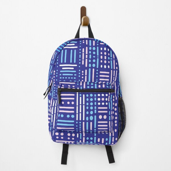 Item preview, Blue White Lines and Dots Pattern designed and sold by hidden-design.