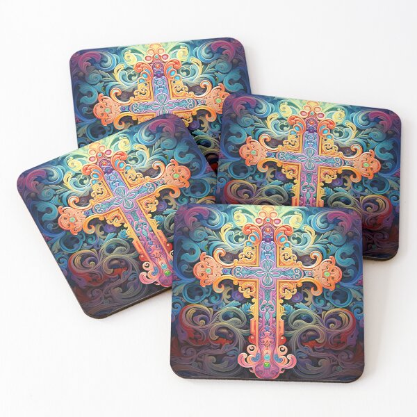 Item preview, colorful, ornate venetian cross art print designed and sold by dcrc.