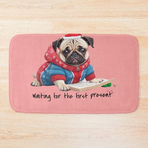 Item preview, Celebratory Pug Design: Adorable Pug Wearing a Festive Christmas Sweater designed and sold by Yougeen.