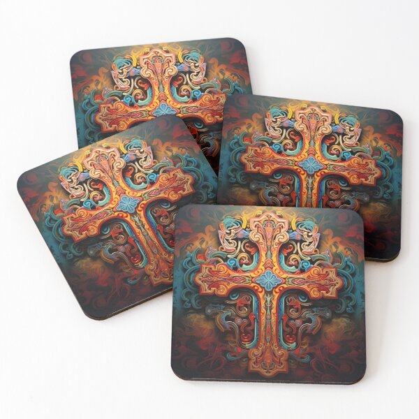 Item preview, colorful, ornate venetian cross art print designed and sold by dcrc.