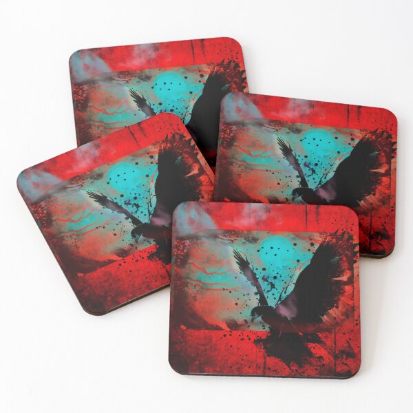 Item preview, Black bird on red background designed and sold by clarazen.