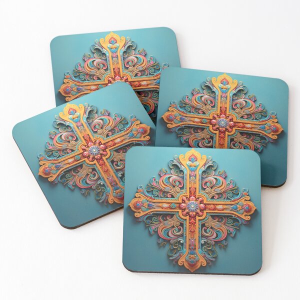 Item preview, colorful, ornate venetian cross art print designed and sold by dcrc.