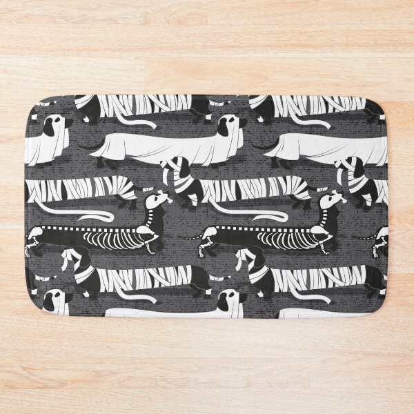 Item preview, Spooktacular long dachshunds // dark grey background mummy ghost and skeleton dogs designed and sold by SelmaCardoso.