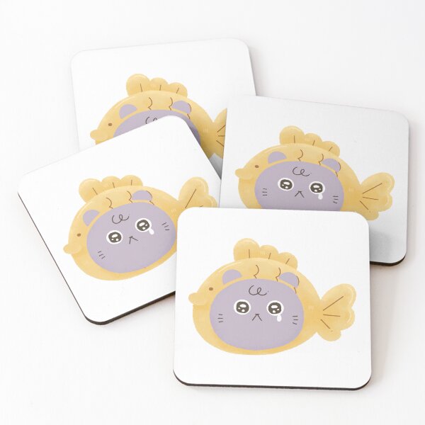 Item preview, taiyaki cute sad cat bun bread fish japanese sweet watercolor designed and sold by TNwandesignart.