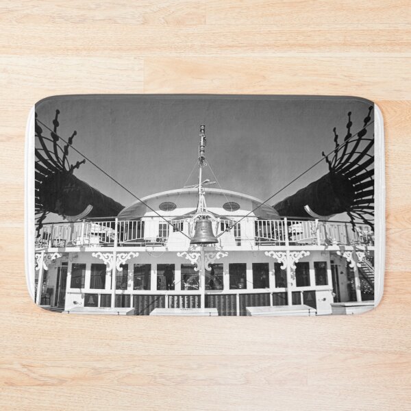 Item preview, The American Queen With Both Smokestacks Down Black And White designed and sold by LisaWootenPhoto.