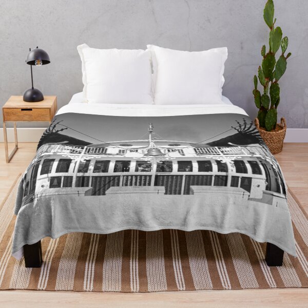Item preview, The American Queen With Both Smokestacks Down Black And White designed and sold by LisaWootenPhoto.