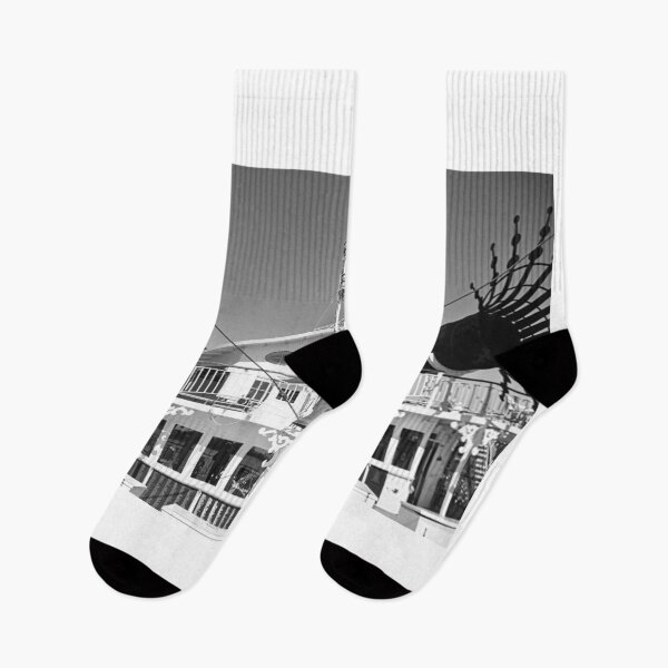 Item preview, The American Queen With Both Smokestacks Down Black And White designed and sold by LisaWootenPhoto.