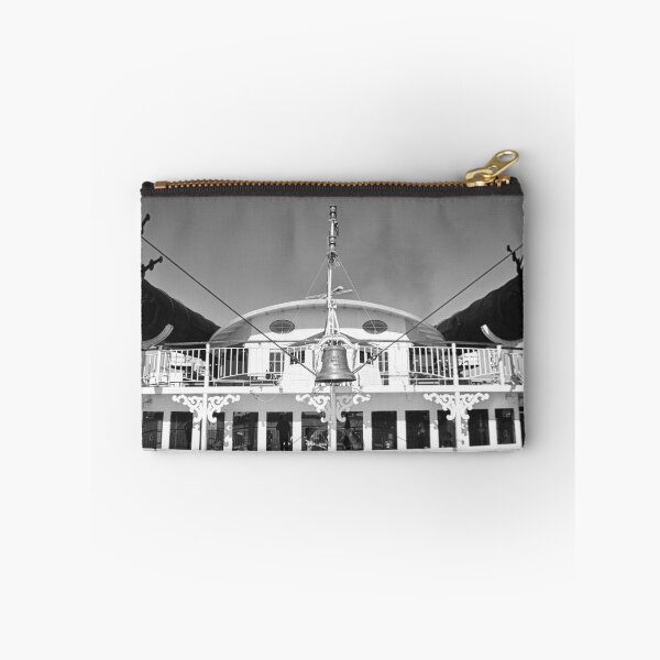 Item preview, The American Queen With Both Smokestacks Down Black And White designed and sold by LisaWootenPhoto.