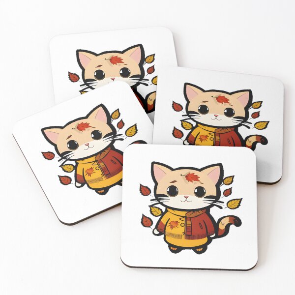Item preview, Cute Kitten in a coat with Fall Leaves designed and sold by MineCats.
